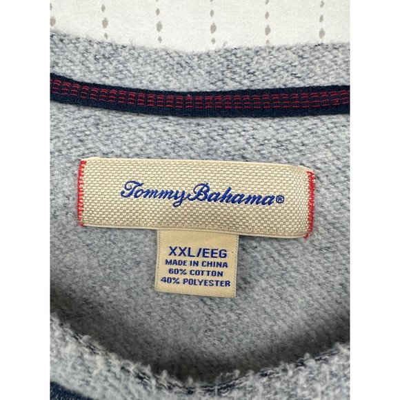 Tommy Bahama Men's Sweater Sz XXL Colorblocked Blue/Gray Pull-Over Cotton Blend - Picture 4 of 11